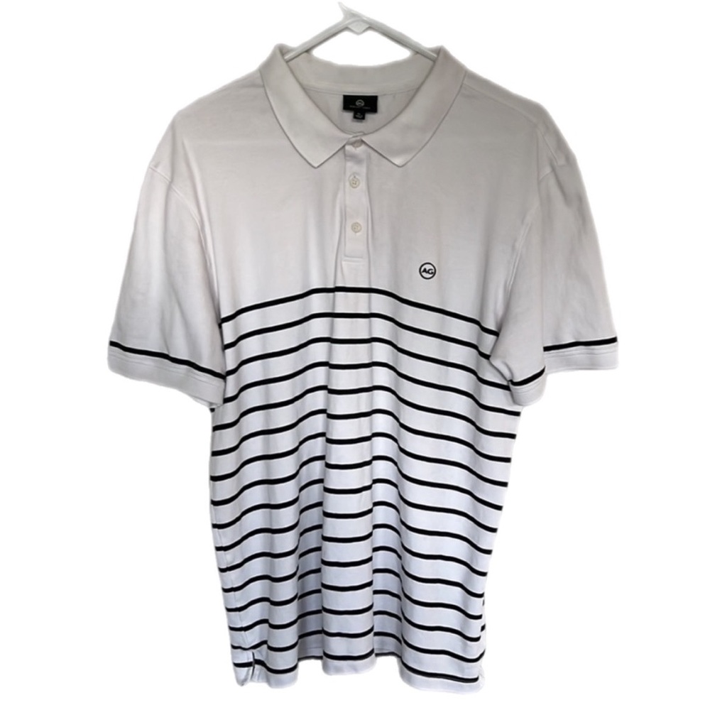 Ag Adriano Goldschmied White Polo with Black Stripes